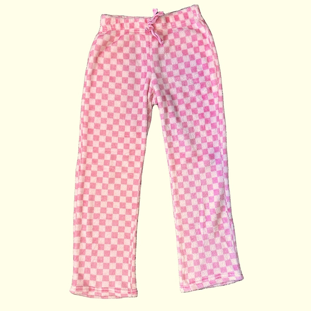 Rue21 Fluffy Pink Checkered Pajama Pants